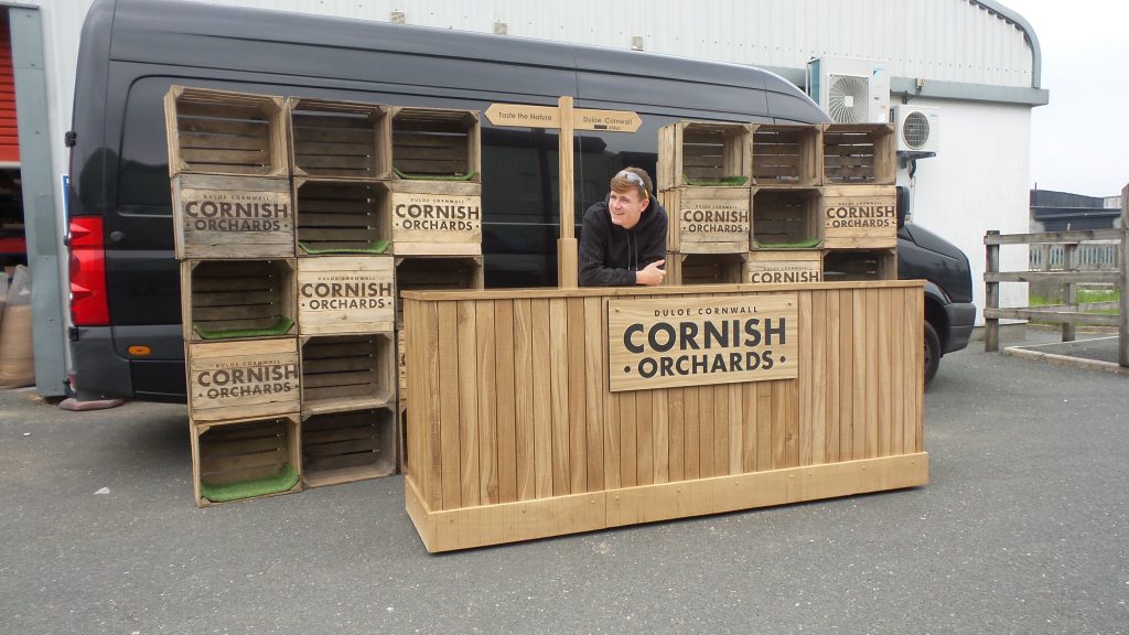 Wooden trade show display for Cornish orchard