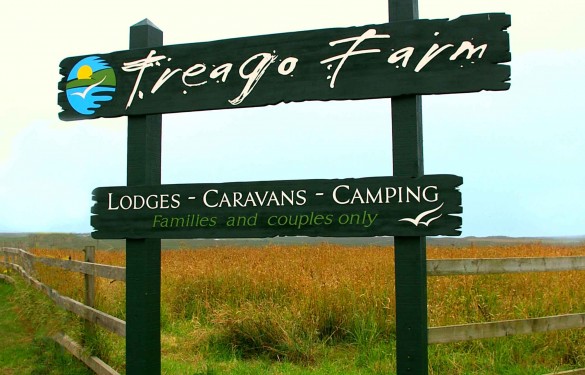 Treago Farm Crantock Sandblasted distressed Cedarwood entrance sign