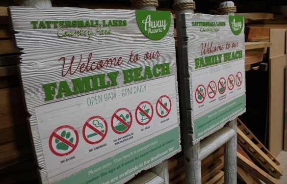 Distressed and sandblasted information panels