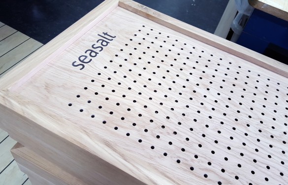 "Seasalt" point of sale POS wooden Sock stock hanger